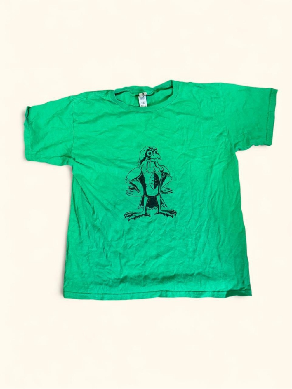 Gildan Bright Green Short Sleeve Tee with Black Bird Graphic